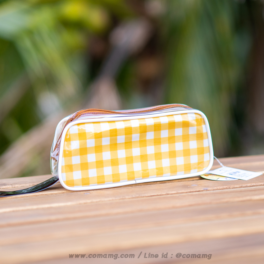 กระเป๋าใส่เครื่องเขียนPVC ลายไข่ขี้เกียจgudetama ทรงสี่เหลี่ยมคางหมู