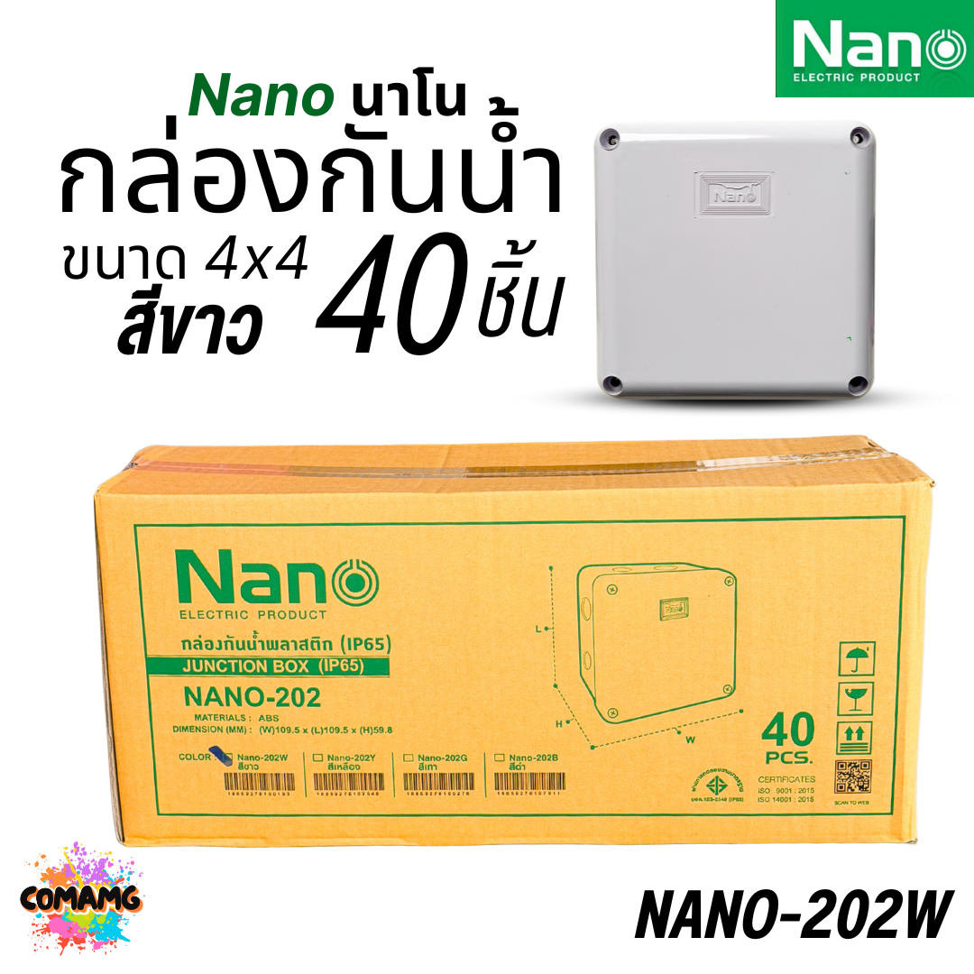 ยกลัง Nano กล่องกันน้ำ บล๊อกกันน้ำ กล่องไฟ สีขาว สีดำ ขนาด2x4 4x4 พลาสติก ออกใบกำกับภาษีได้