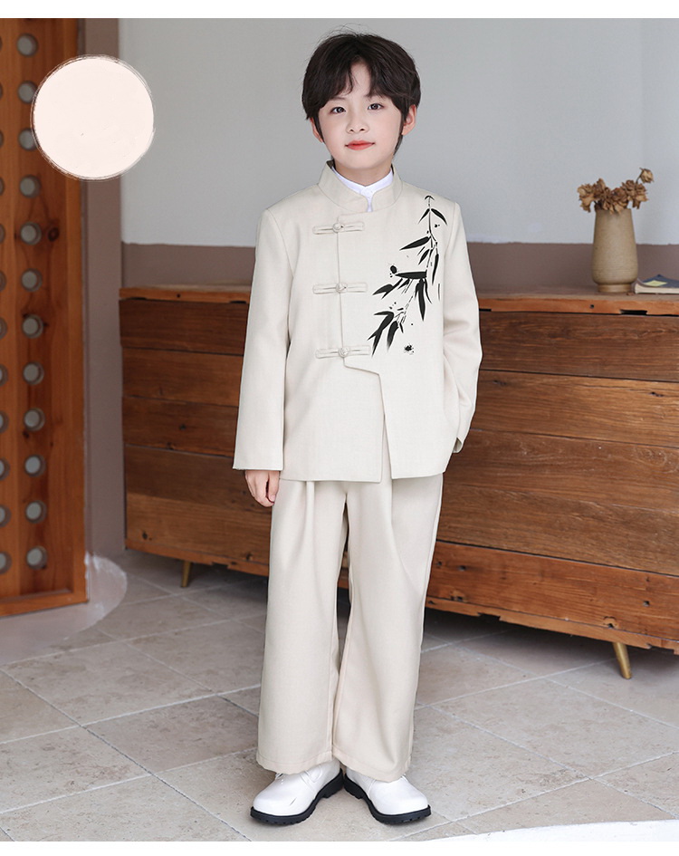 Bset0142- ชุดออกงานเด็กชาย 3ชิ้น มีครีม และสีดำ เสื้อคอจีน+เสื้อคอจีนแขนยาวสีขาว+กางเกง ชุดจีนเด็กชายดูดีมีสไตล์ ทรงสวยสไตล์เก๋ เนื้อผ้าสวยใส่สบาย ขนาดชุด +ดูเพิ่ม ในรายละเอียด