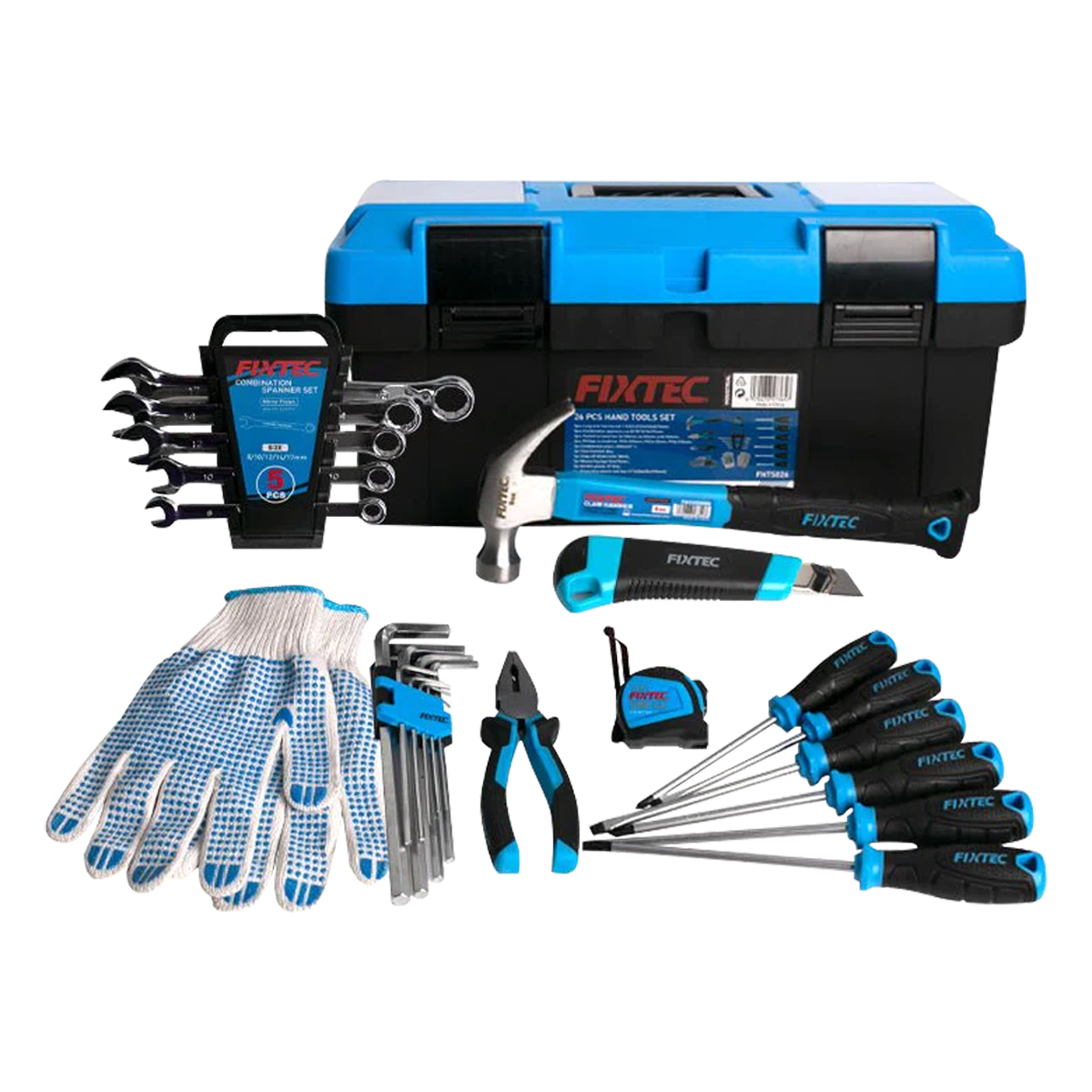 FIXTEC ชุดเครื่องมือช่าง 26 ชิ้น พร้อมกล่องเครื่องมือ [FHTS026]