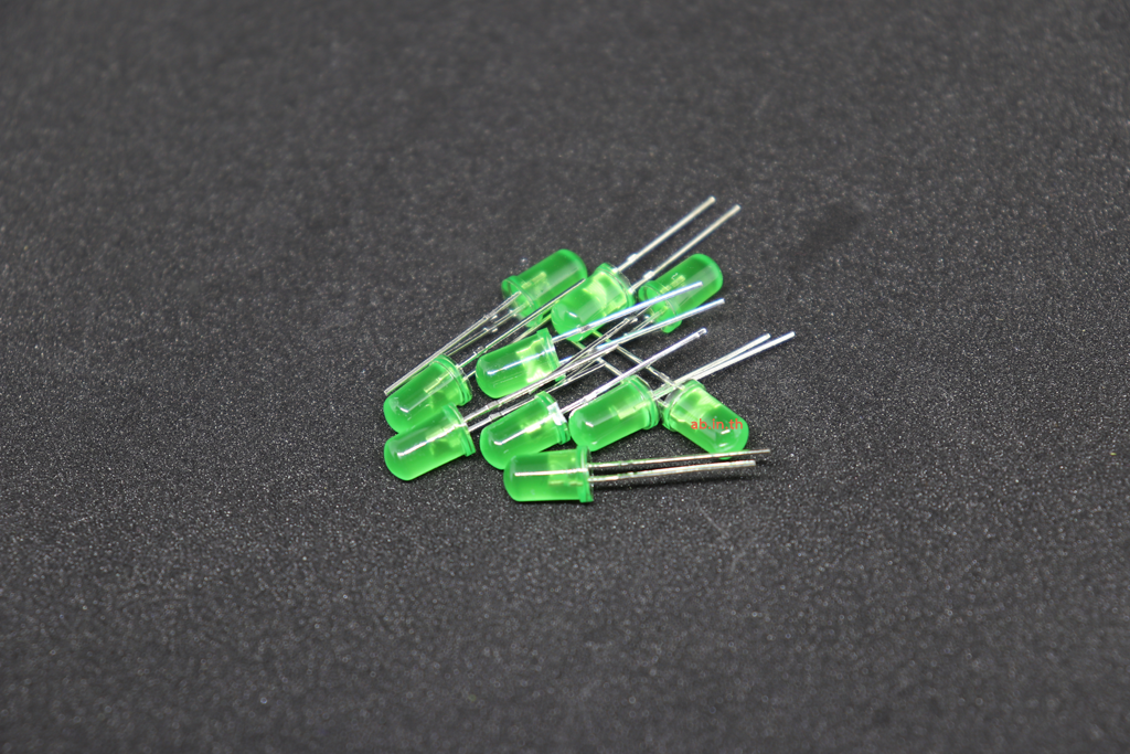 LED 5mm (สีเขียว) จำนวน10 หลอด