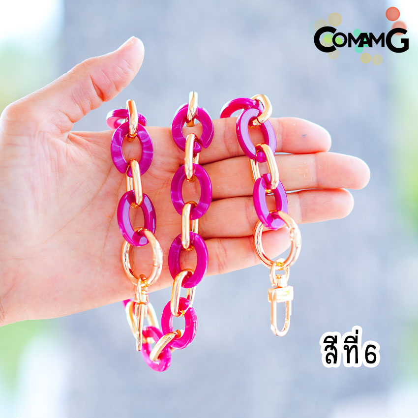 สายกระเป๋าอะคริลิค ลายหินอ่อน ทรงวงรี สายกระเป๋าสั้นสะพายไหล่ ยาว60ซม สินค้าพร้อมส่ง