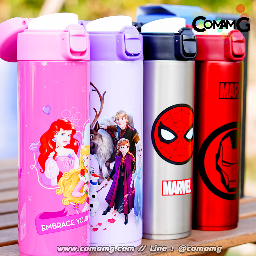 กระติกน้ำเด็ก กระติกน้ำสแตนเลส เก็บอุณหภูมิร้อน-เย็น ลายการ์ตูนลิขสิทธิ์แท้ รุ่น0818