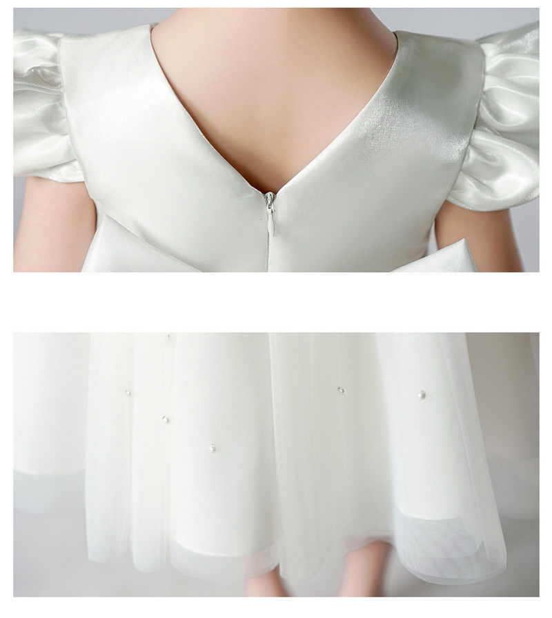 Gd4340- พร้อมส่งจากไทย ชุดออกงานเด็กหญิงสีชมพู แขนระบายสุดน่ารัก โบว์ใหญ่สวยๆ แยกจากชุดได้ ตกแต่งมุกที่กระโปรง ตัวเสื้อเงาดุจผ้าไหม ชุดราตรีเด็กทรงสั้น
