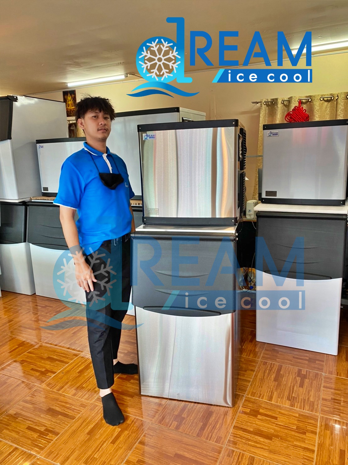 เครื่องทำน้ำเเข็งอัตโนมัติ กำลังการผลิต150-160 กิโลกรัม 24 ชม.