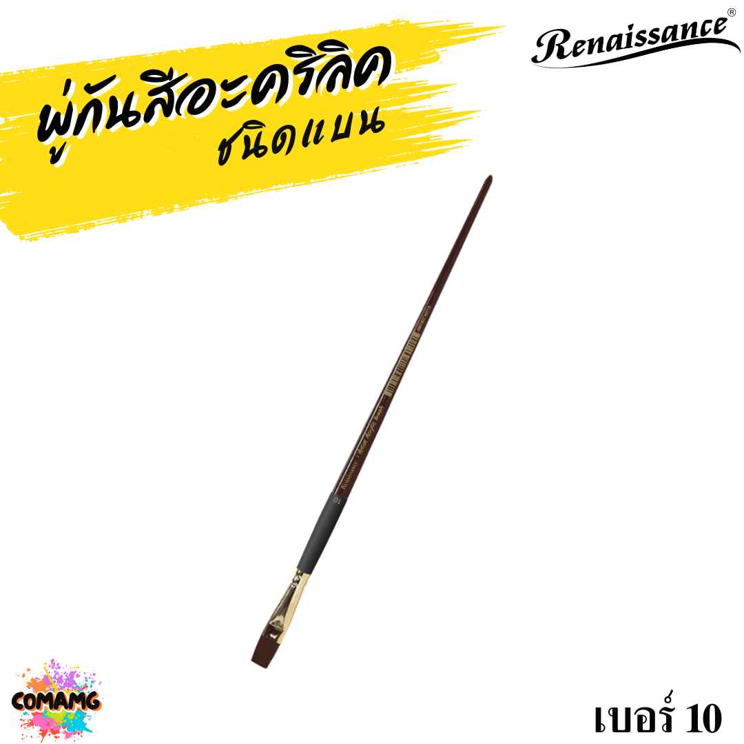 Renaissance พู่กันสีอะคริลิค ชนิดแบน เกรดคุณภาพสูง มีให้เลือกหลายเบอร์ พร้อมส่ง