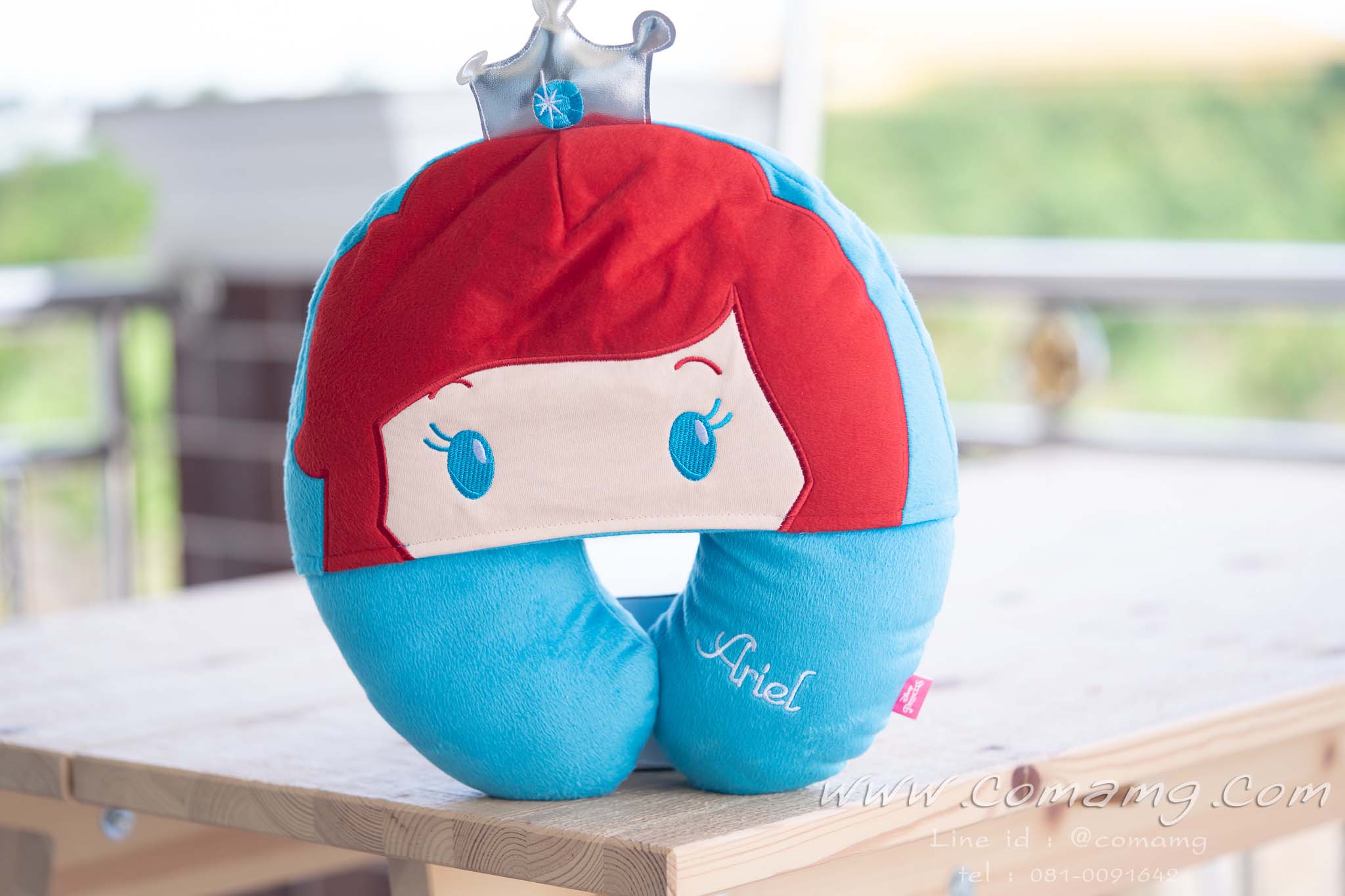 หมอนรองคอมีหมวก เจ้าหญิงแอเรียล จัสมิน อโลล่า สโนไวท์ เบล ซิลเดอร์เลล่า