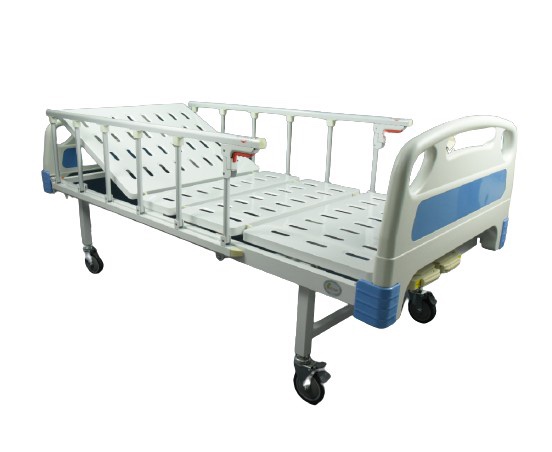 เตียงผู้ป่วยมือหมุน 2 ไกร์ หัว-ท้าย ABS ราวสไลด์ (Manual Hospital Bed) + แถมพิเศษ ฟูกที่นอน 4 ตอน