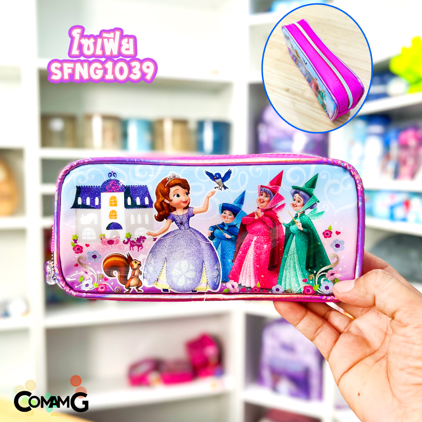 กระเป๋าดินสอ เครื่องเขียน ลายการ์ตูนเจ้าหญิงดิสนีย์ คาร์ แบทแมน โซเฟีย มิกกี้เมาส์ ทรงสี่เหลี่ยมผืนผ้า ลิขสิทธิ์แท้