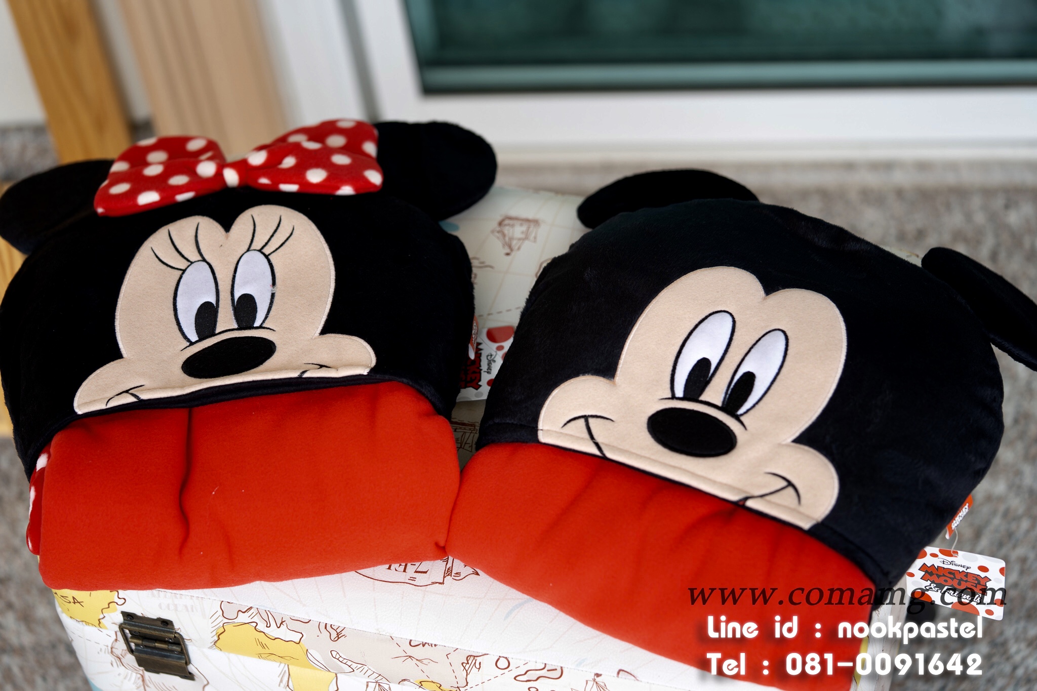 หมวกผ้าห่ม คลุมไหล่ ลายมิกกี้&มินนี่ รุ่นถอดได้ ลิขสิทธิ์แท้
