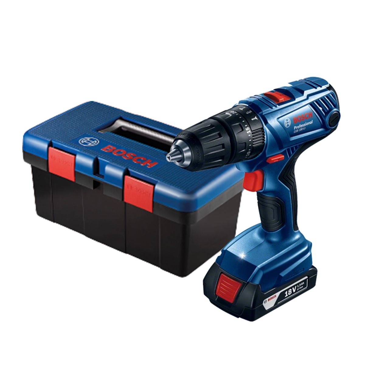 BOSCH สว่านกระแทกแบตเตอรี่ GSB180-LI + ชุดอุปกรณ์เสริม 41pcs.