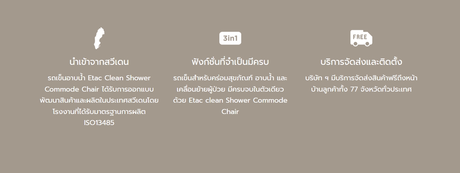 รถเข็นคร่อมสุขภัณฑ์ 3 in 1 สำหรับอาบน้ำ นั่งถ่าย อเนกประสงค์ อีแทค คลีน (ETAC รุ่น Clean Front Open) แบรนด์คุณภาพสูงจากประเทศสวีเดน รับประกัน 1 ปี
