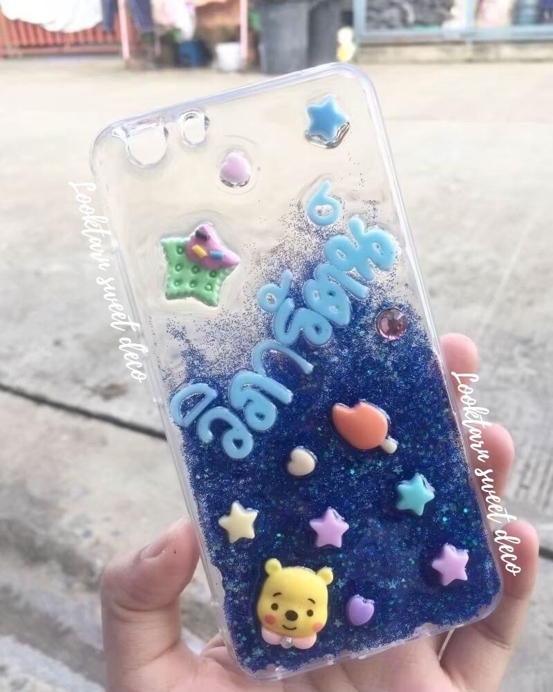 เคสกากเพชรฟ้า ไล่ใส อักษรสีฟ้า