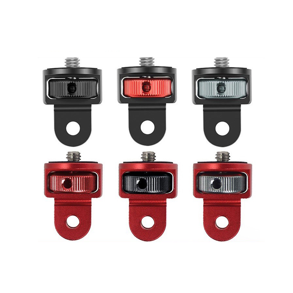 1/4 นิ้ว 360 องศา Red Black อะแดปเตอร์ขาตั้งกล้องอลูมิเนียม for GoPro / SJCAM / Xiaomi / Insta360 / action camera