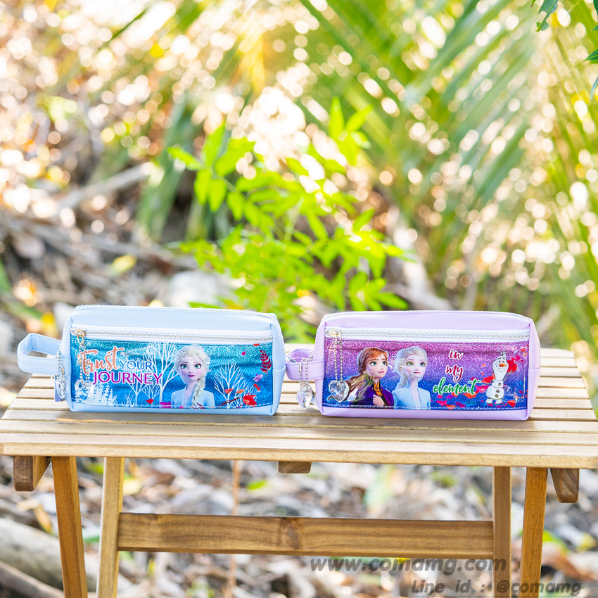 กระเป๋าดินสอเอลซ่า&อันนา หนังแก้วกากเพรช ทรงสีเหลี่ยมซิปหน้า