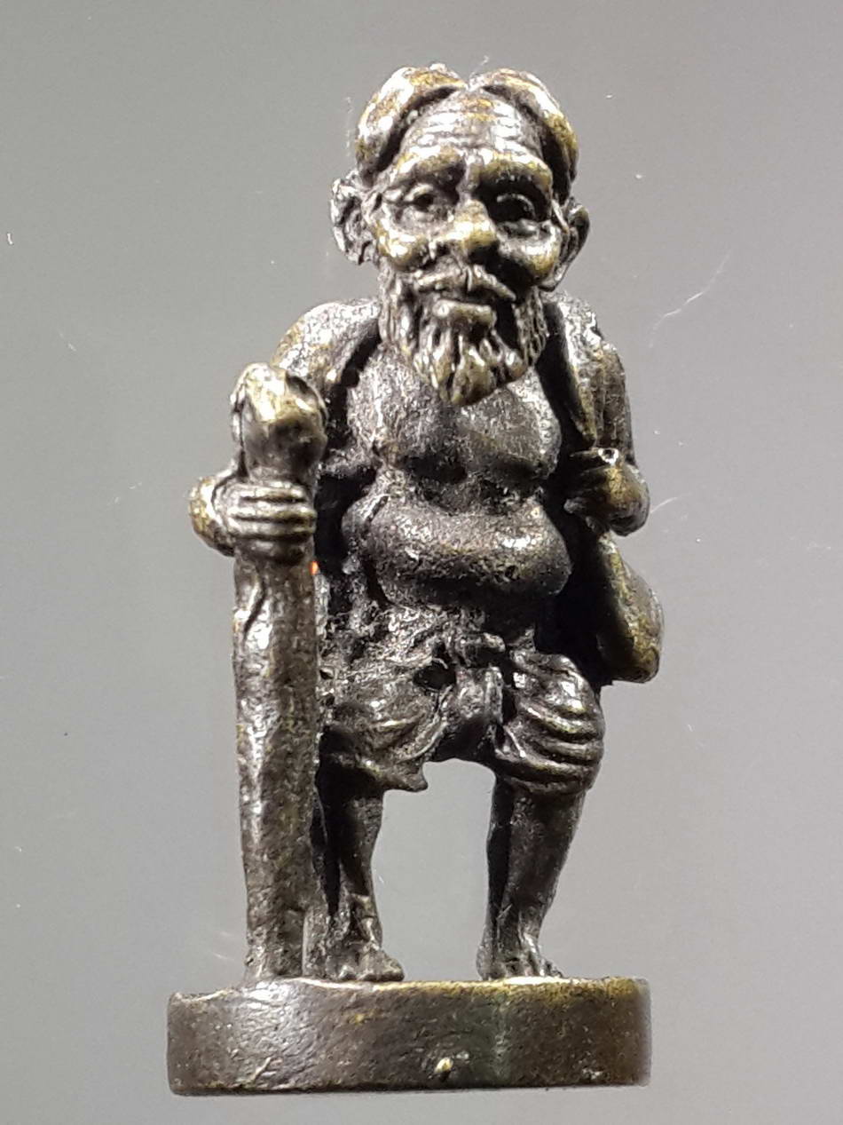 รหัสสินค้า พระกริ่ง พระหล่อ 232 รูปหล่อชูชก เนื้อทองเหลืองเก่า ไม่ทราบสำนัก ศิลปะสวยดี