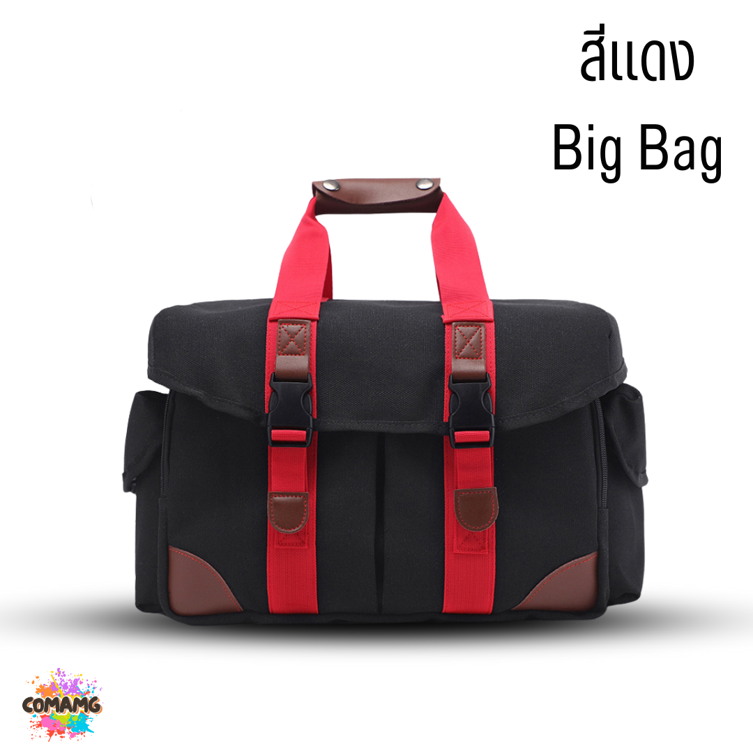 กระเป๋ากล้องmirrorless Camera Bag ผ้าแคนวาส ใบใหญ่ มีสายสะพายไหล่