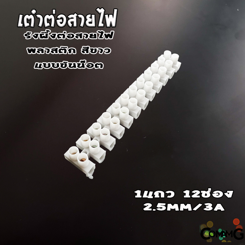เต๋าต่อสายไฟ เต๋าต่อสาย เทอร์มินอล รังผึ้งต่อสายไฟ สีขาว 12ช่อง เบอร์2.5-16mm 3A-30A