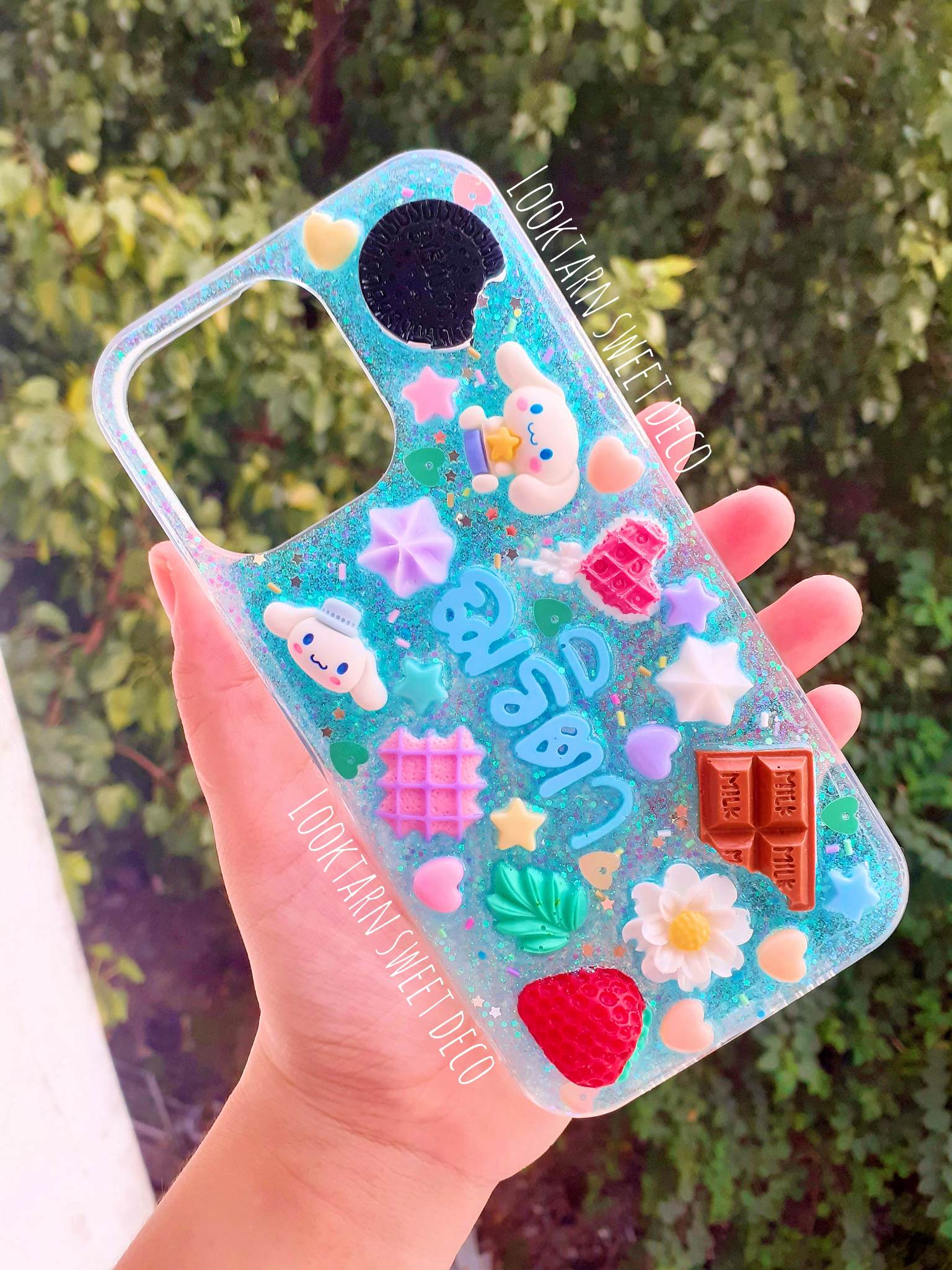 เคสเรซิ่นสั่งทำ เคสเรซิ่นกาเพชร เคสDIY สีกากเพชรฟ้าอ่อน