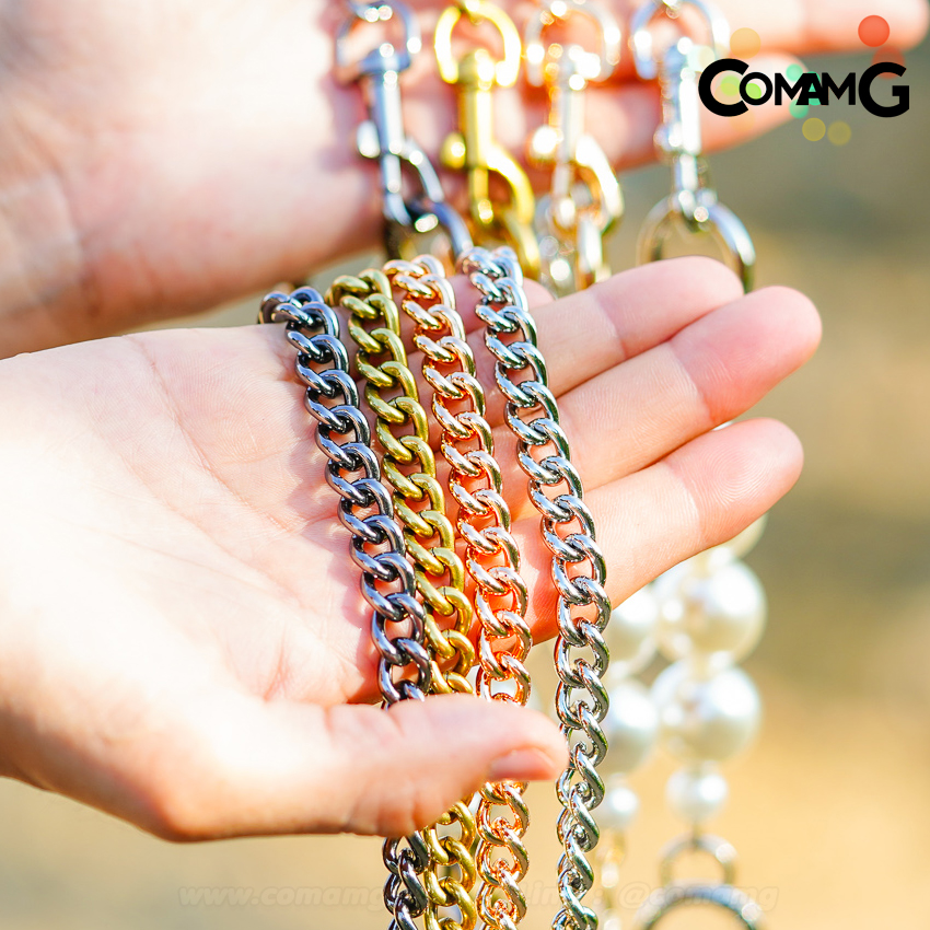 สายกระเป๋า สายสั้นสะพายไหล่ โซ่+มุุก โซ่ต่อมุก พร้อมส่ง