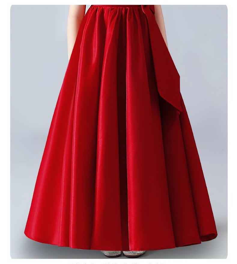 Gd4504- พร้อมส่งจากไทย ชุดออกงานเด็กหญิงสีแดง แขนตุ๊กตาสวย ปักตกแต่งมุก ผ้าสวยดุจไหม ทรงสวยดูหรูหรา ชุดราตรีเด็กทรงสั้น และทรงยาว