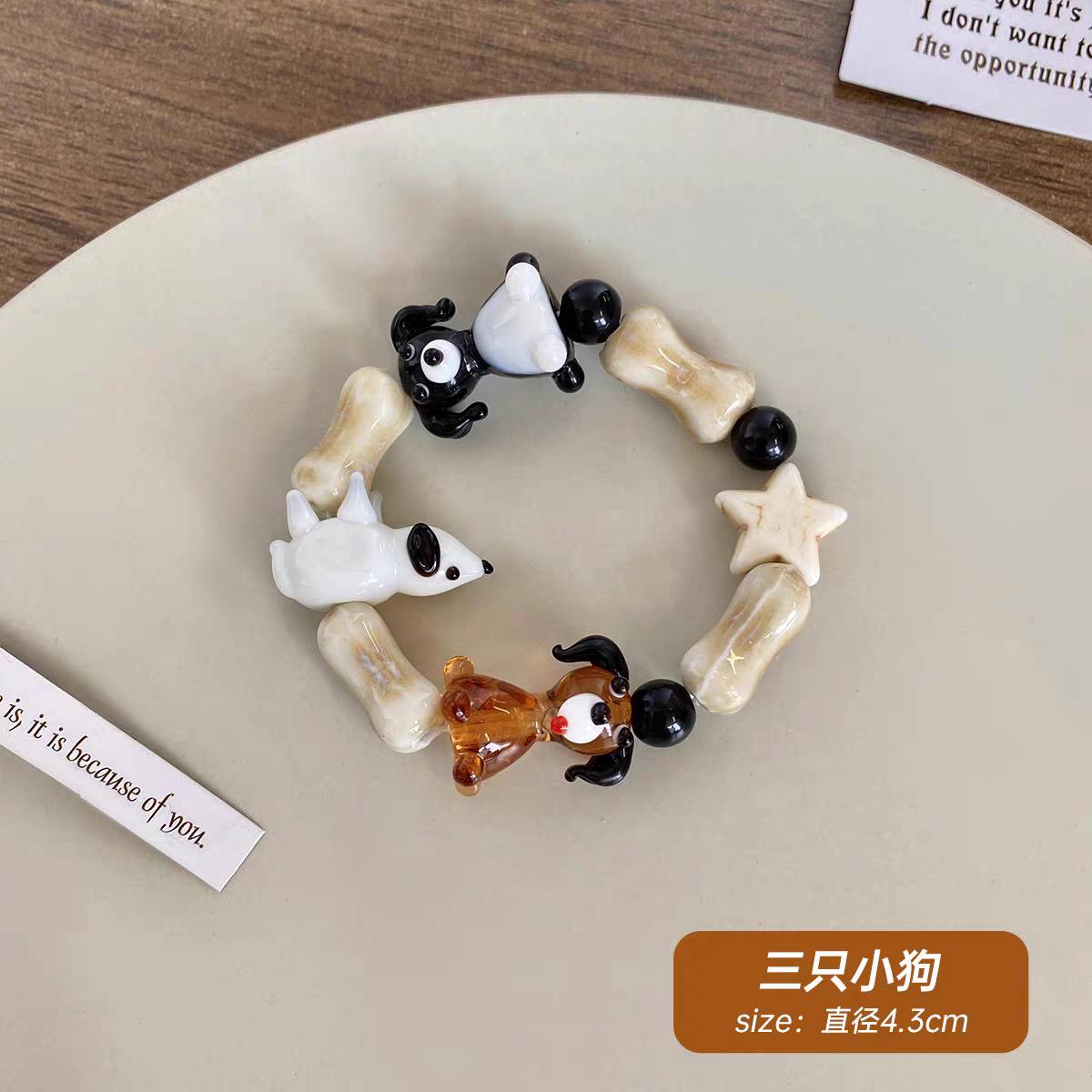 กำไลข้อมือ สร้อยข้อมือ ลูกหมา 3 ตัว แบบจ้าวลู่ซือ Zhaolusi