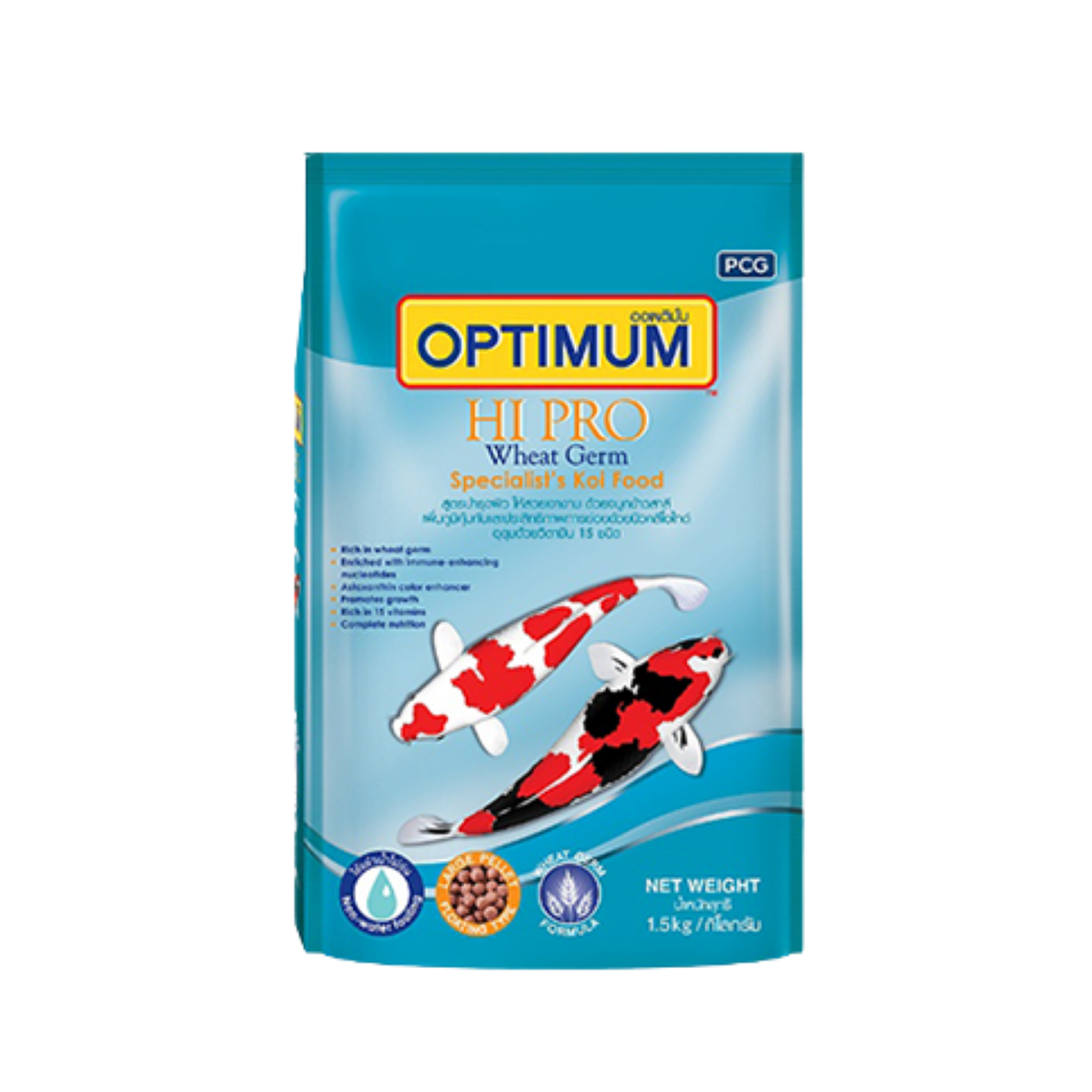 OPTIMUM Hi Pro ออพติมั่ม อาหารปลาสำหรับปลาคาร์ฟ สูตร บำรุงผิว ขนาด 1.5KG ,7KG