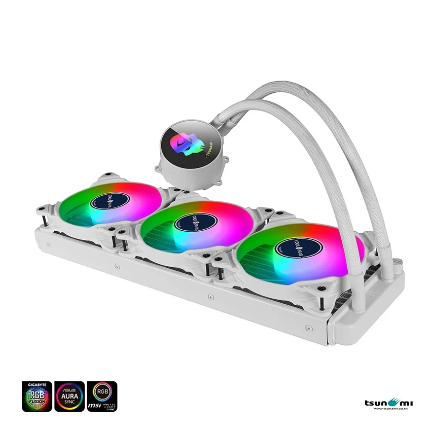 Tsunami ชุดน้ำปิด 3ตอนสีขาว 360MM CM-360 Coolman Water ARGB White สินค้าใหม่