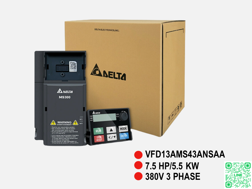 Delta Inverter VFD13AMS43ANSAA 7.5HP 5.5kW (Input 380V 3-Phase Output 380V 3-Phase )