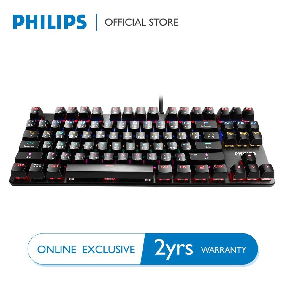 Philips SPK8901 คีย์บอร์ดTKL Mechanical Keyboard Blue Switch 87Key ไฟRGB