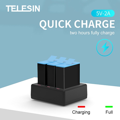 GoPro 11 / 10 / 9 Telesin Charger + Battery x 3 แท่นชาร์จ ที่ชาร์จ + แบตเตอร์รี่ x 3
