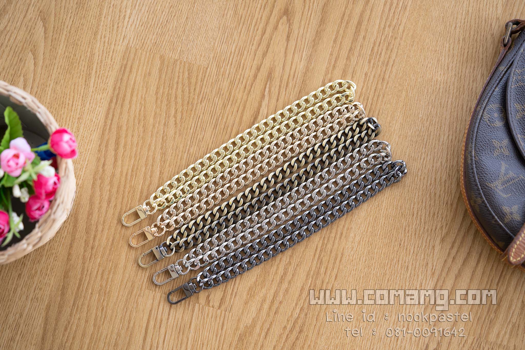 สายโซ่คล้องมือ สายกระเป๋า รุ่นโซ่ตัดเหลี่ยม