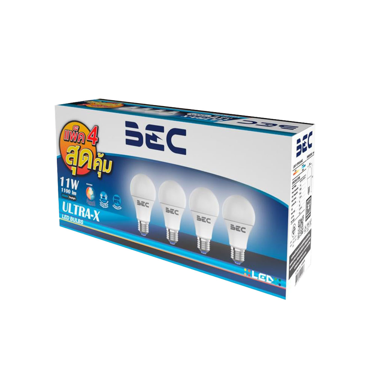 BEC หลอด LED Bulb ULTRA-X-P4 11W/6500K (แพ็ค4) E27