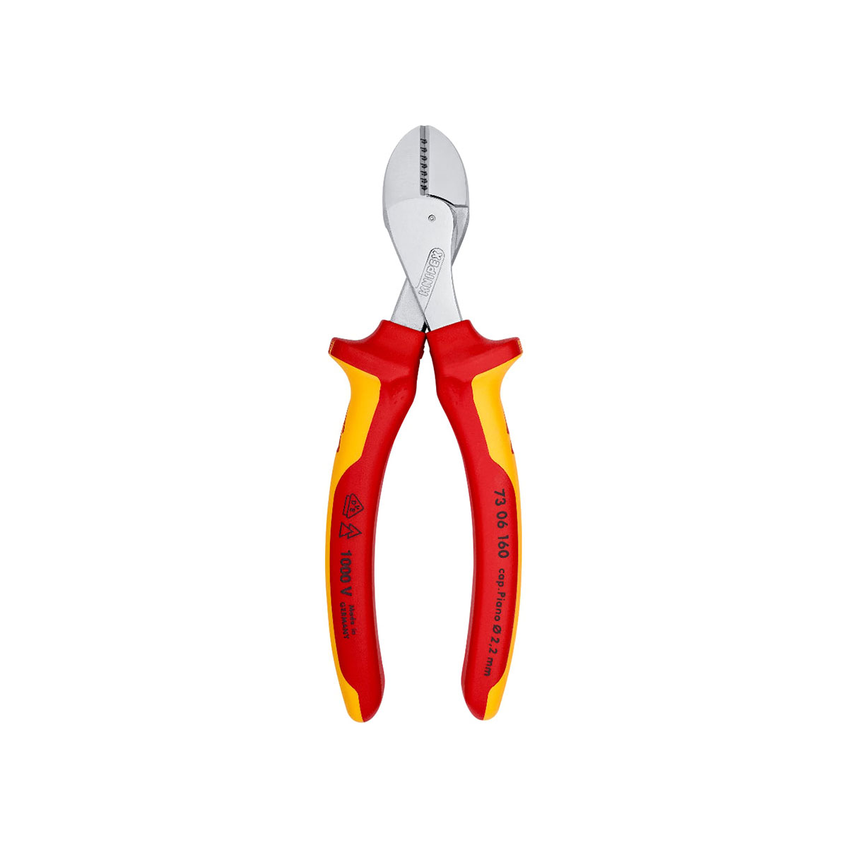 KNIPEX คีมตัดทแยงมุมแบบกะทัดรัด การส่งผ่านแรงงัดสูง Chrome VDE (160mm.) NO.73 06 160 X-Cut
