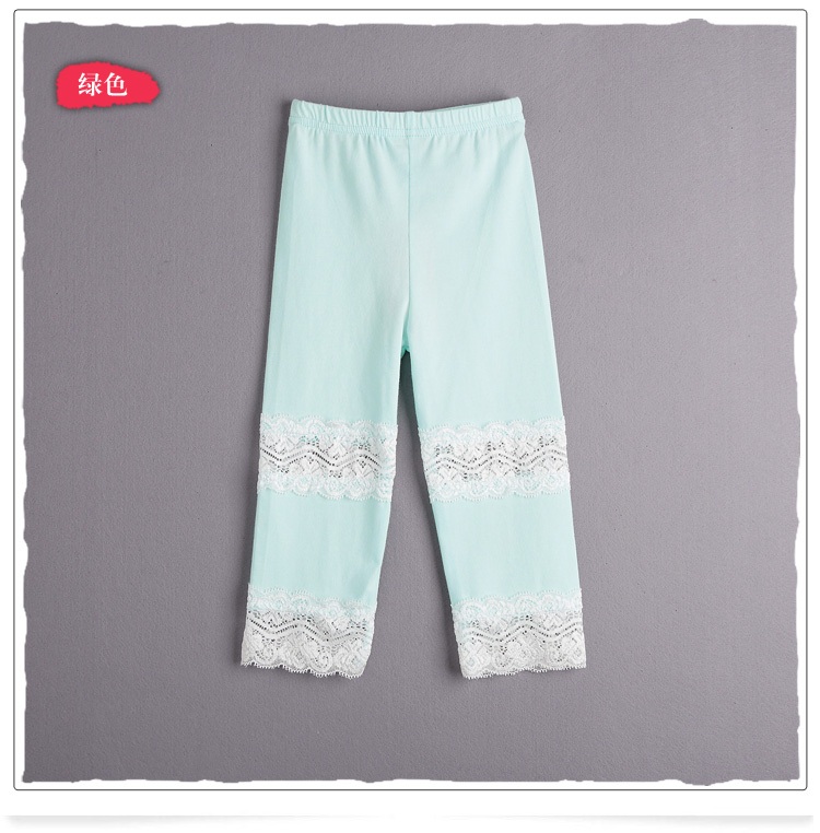 P2451 พร้อมส่งเลคกิ้งเด็กสีเขียวอ่อน ขาสามส่วน