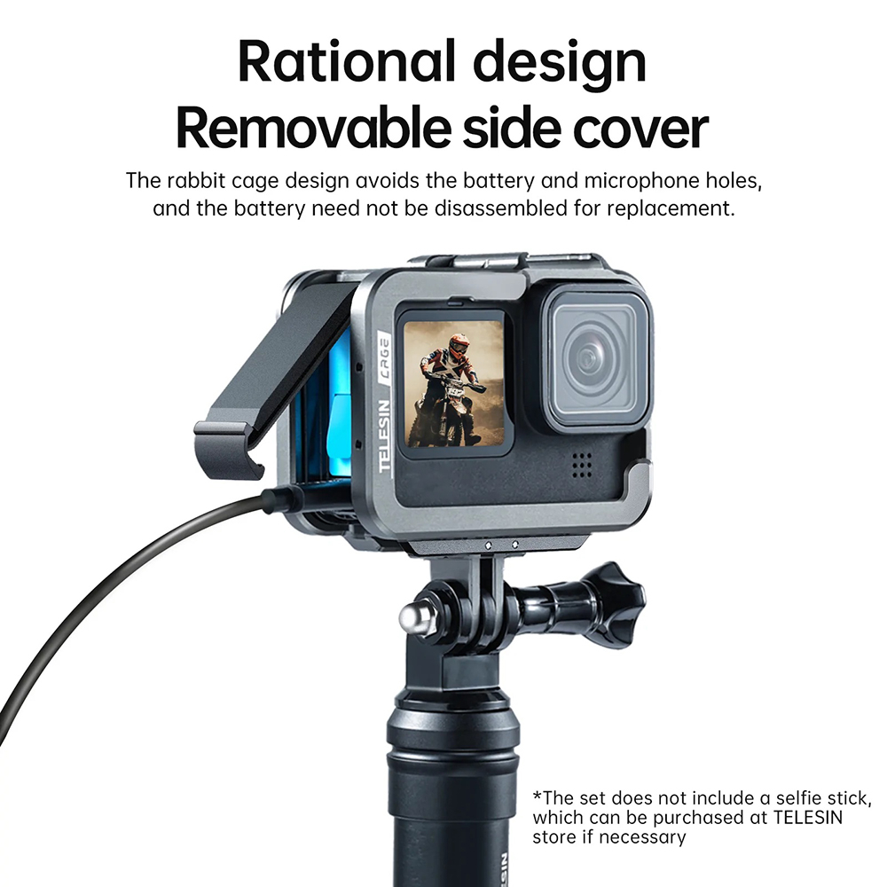 GoPro 11 / 10 / 9 New Telesin Aluminum House Cage Suitable With Max Lens and Lens Filter