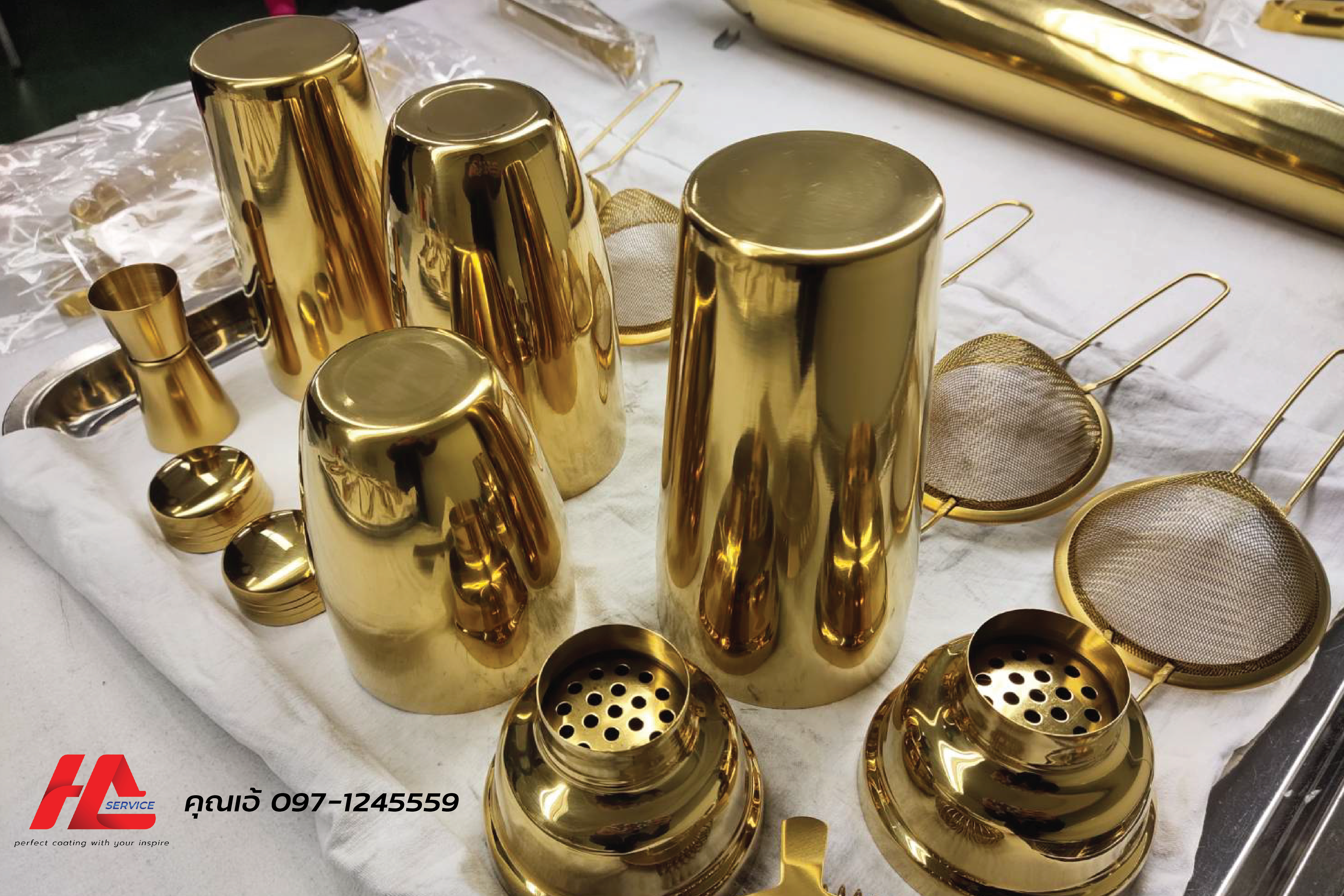 ตัวอย่างของใช้ในครัวทำสีทองไทเทเนียม | PVD Coating