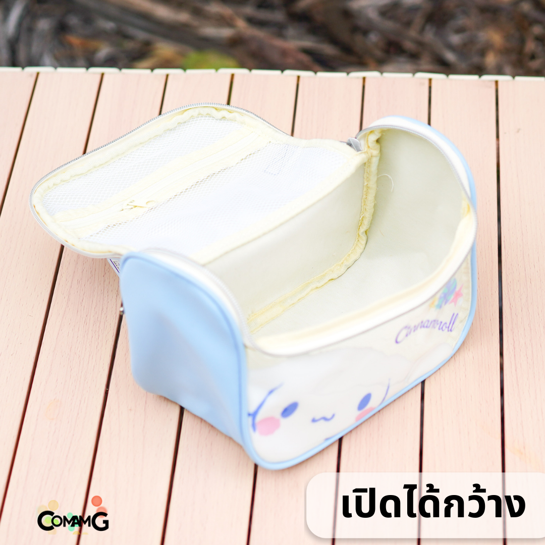 กระเป๋าใส่เครื่องสำอางค์ ใบใหญ่ มีหูหิ้วเปิดได้กว้าง ลายการ์ตูนน่ารักซานริโอ้ ลิขสิทธิ์แท้ พร้อมส่ง