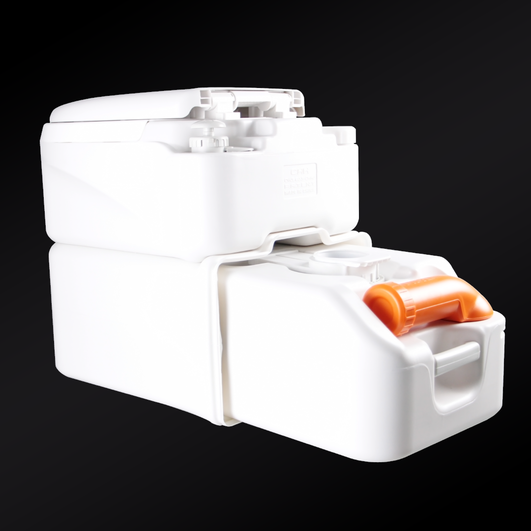 สุขาเคลื่อนที่รุ่น Premium Pro Stainless ฝารองนั่งแบบวงรี ความจุน้ำสะอาด 17 ลิตร ความจุของเสีย 24 ลิตร ฟรีสายฉีดชำระ