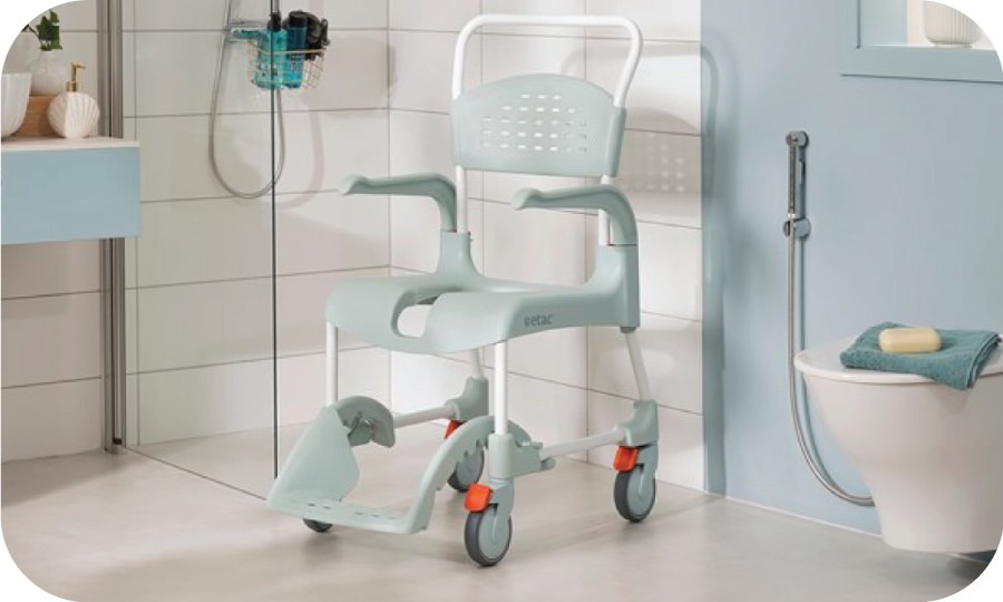 รถเข็นคร่อมสุขภัณฑ์ 3 in 1 สำหรับอาบน้ำ นั่งถ่าย อเนกประสงค์ อีแทค คลีน (ETAC รุ่น Clean Front Open) แบรนด์คุณภาพสูงจากประเทศสวีเดน รับประกัน 1 ปี