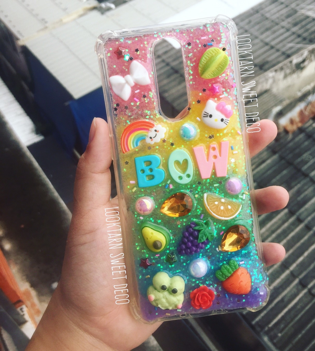 เคสกากเพชรรุ้ง อักษรคละสี