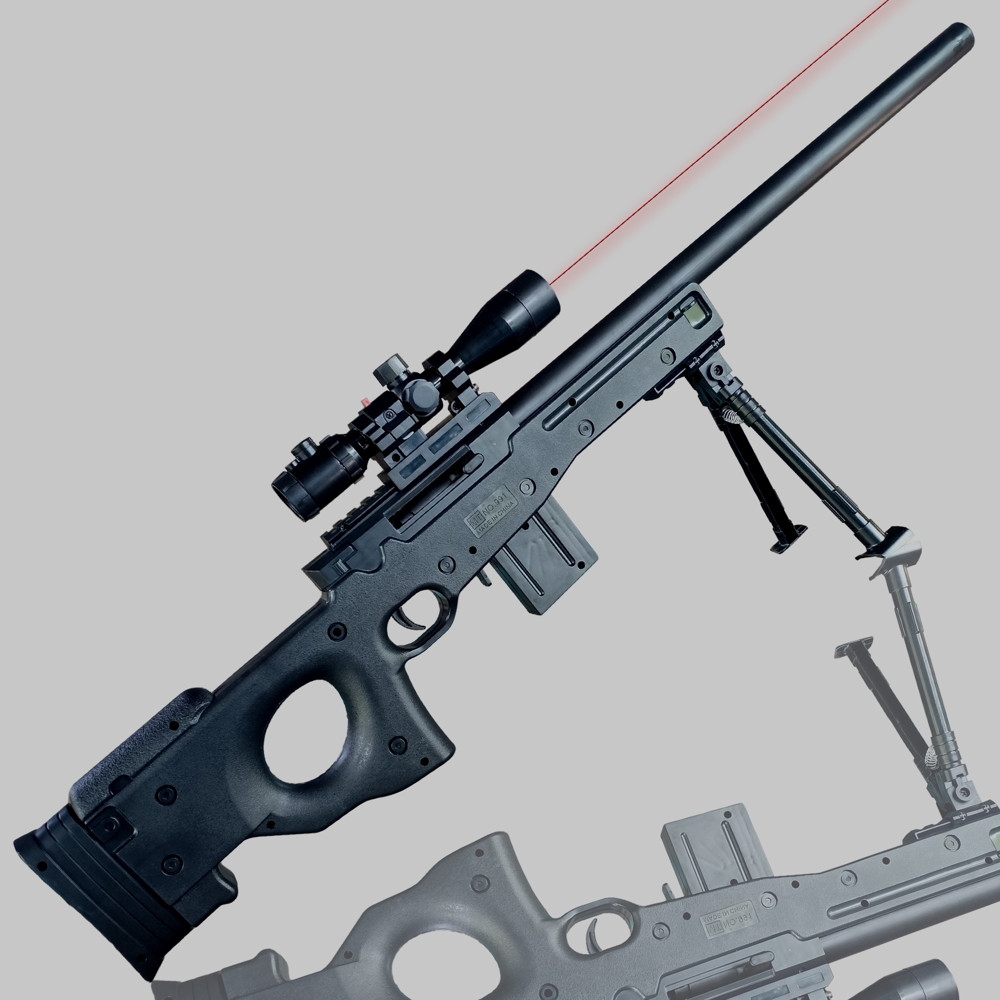 ปืนของเล่น ปืนอัดลม ปืนสไนเปอร์อัดลม ลำกล้องติดเลเซอร์ บอดี้พลาสติกแข็ง รุ่น MT.991 และ MT.991-1