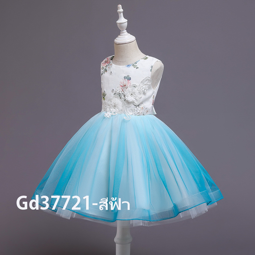 Gd3772- พร้อมส่งจากไทย ชุดราตรีเด็กสีแดง ชุดออกงานเด็กหญิงทรงสั่น สีไล่ระดับดูสวยเก๋ดูน่ารักเหมือนในแบบ