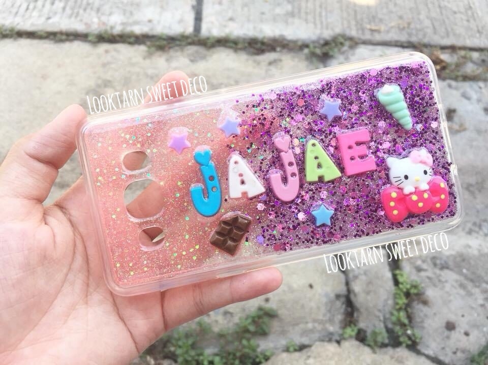 เคสกากเพชรชมพู ม่วง อักษรคละสี