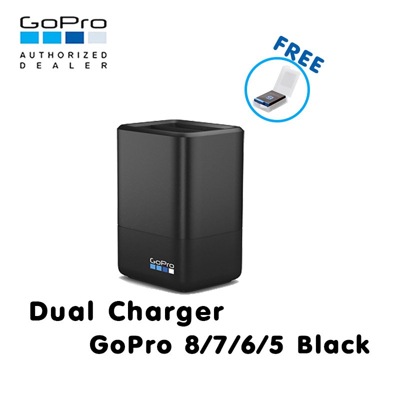 GoPro 8 / 7 6 / 5 Dual Battery Charger ฟรี กล่องใส่แบต ที่ชาร์จแบตเตอรี่แบบคู่ (แท้ประกันศูนย์)