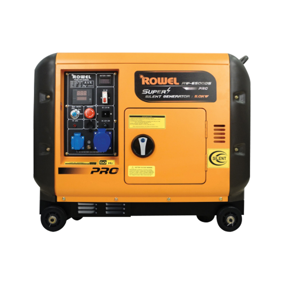 ROWEL เครื่องปั่นไฟเครื่องยนต์ดีเซล 13HP แบบเก็บเสียง 5.0KW RW-DE-DG6500DS