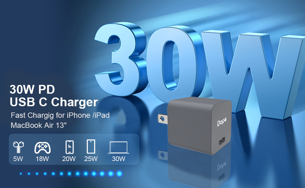 Dope DP-42402 อแดปเตอร์ Type C รองรับชาร์จเร็ว PD 30W รองรับ iPhone14/13/12 ,iPad ,Samsung ,Tablet ,Macbook