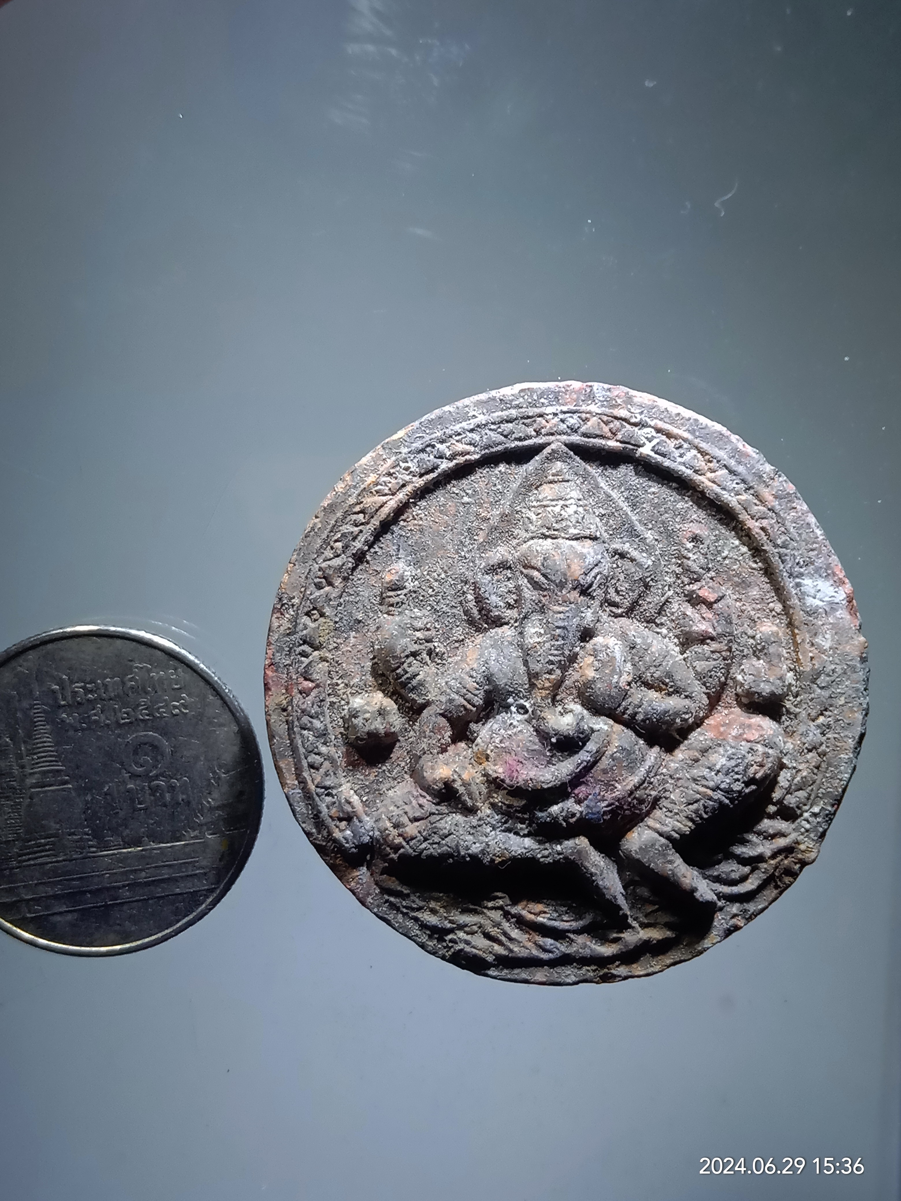 รหัสสินค้า พระเนื้อดิน เนื้อผง เนื้อว่าน 417 พระพิฆเณศวรเนื้อก้นครก หลังหลวงพ่อปาน วัดหนองหัวเรือ ตำบลมหาโพธิ อำเภอเก้าเลี้ยว จังหวัดนครสวรรค์