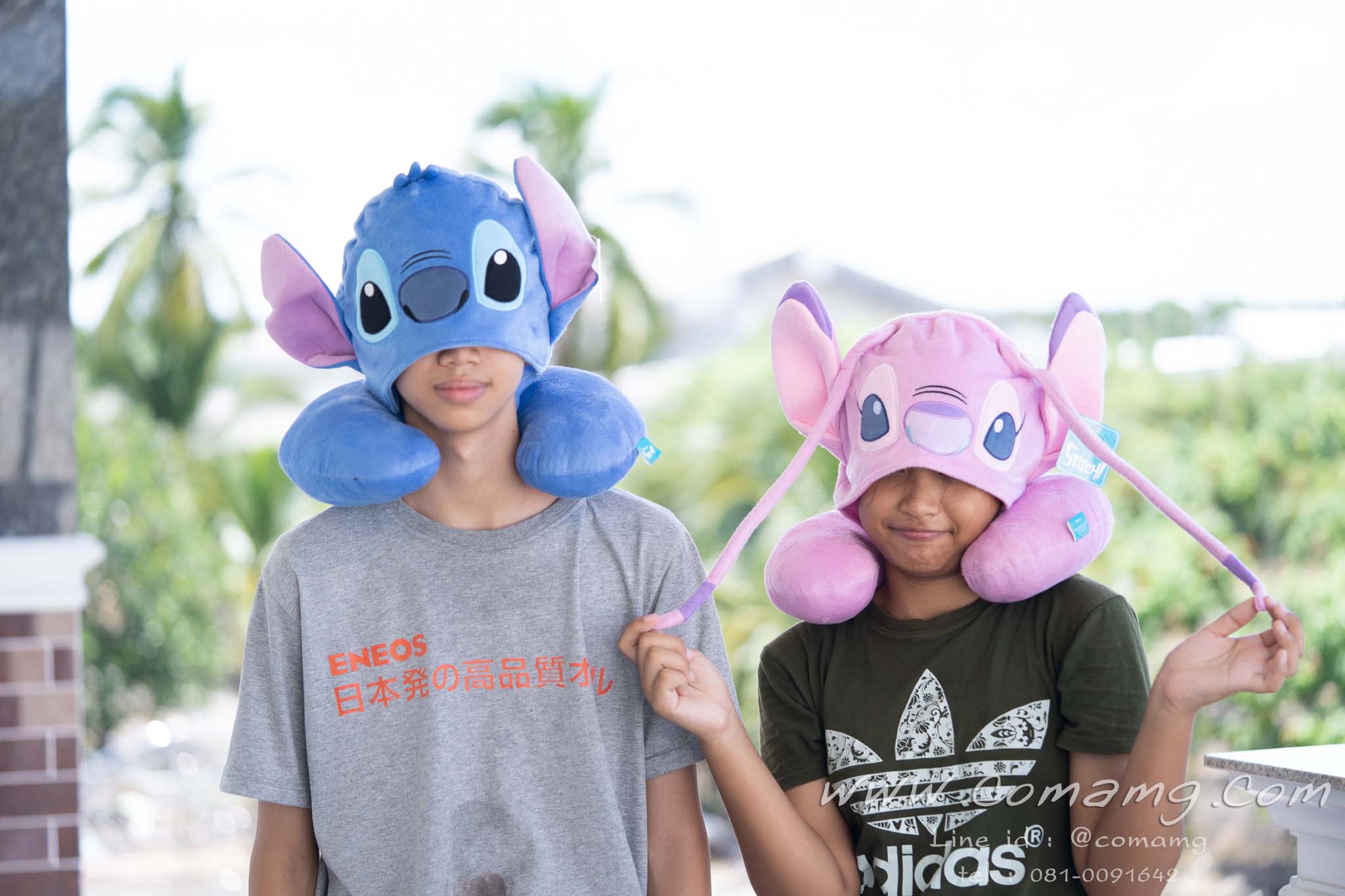 หมอนรองคอมีหมวก สติทซ์ แองเจิ้ล สครัมพ์ ( Stitch & Angel & Scramp)