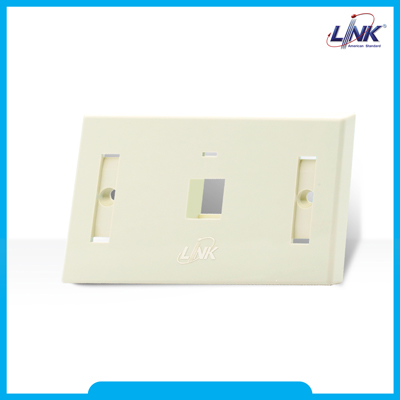 US-2001A : FACE PLATE 1 PORT With Icon & Label ID (Ivory)